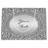 Zilveren Glitter Lijsten geschenkzak Groot Cadeauzakje (Voorkant)