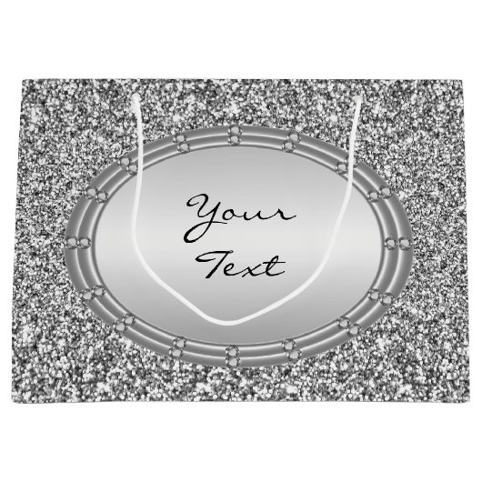 Zilveren Glitter Lijsten geschenkzak Groot Cadeauzakje (Voorkant)