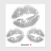 Zilveren Glitter Lippen - Kiss-Cut Sticker (Vel)