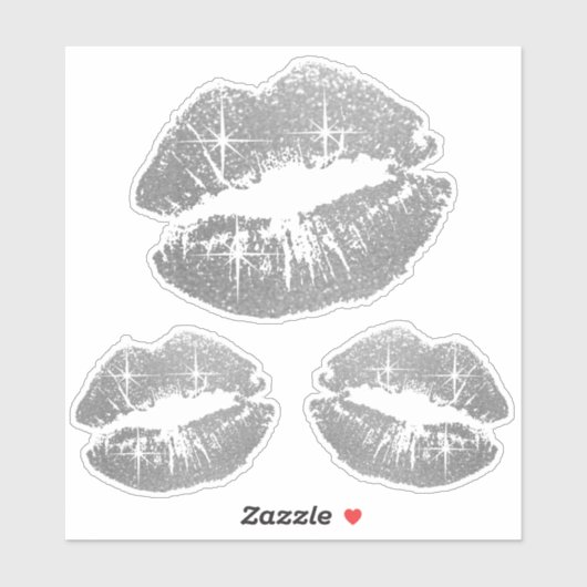 Zilveren Glitter Lippen - Kiss-Cut Sticker (Vel)