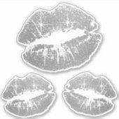 Zilveren Glitter Lippen - Kiss-Cut Sticker (Voorkant)