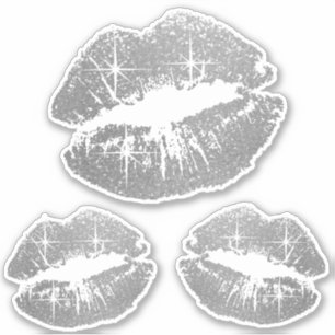 Zilveren Glitter Lippen - Kiss-Cut Sticker