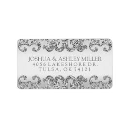 Zilveren Glitter Look Bruiloft Etiket