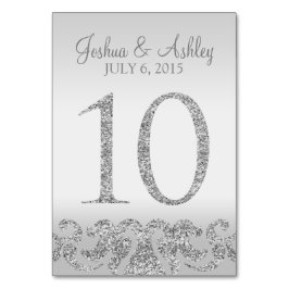 Zilveren Glitter Look Trouwtafel Numbers-10 Kaart