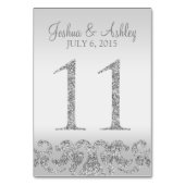 Zilveren Glitter Look Trouwtafel Numbers-11 Kaart (Voorkant)