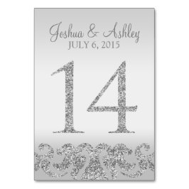 Zilveren Glitter Look Trouwtafel Numbers-14 Kaart