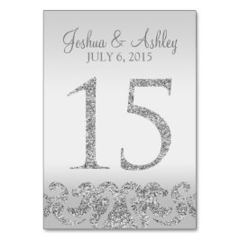 Zilveren Glitter Look Trouwtafel Numbers-15 Kaart