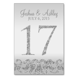 Zilveren Glitter Look Trouwtafel Numbers-17 Kaart