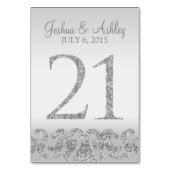 Zilveren Glitter Look Trouwtafel Numbers-21 Kaart (Achterkant)