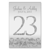 Zilveren Glitter Look Trouwtafel Numbers-23 Kaart (Voorkant)