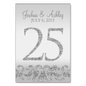 Zilveren Glitter Look Trouwtafel Numbers-25 Kaart (Achterkant)