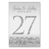 Zilveren Glitter Look Trouwtafel Numbers-27 Kaart (Achterkant)