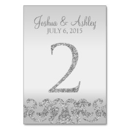 Zilveren Glitter Look Trouwtafel Numbers-2 Kaart