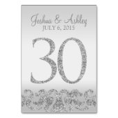 Zilveren Glitter Look Trouwtafel Numbers-30 Kaart (Achterkant)