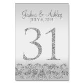 Zilveren Glitter Look Trouwtafel Numbers-31 Kaart (Voorkant)