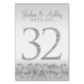 Zilveren Glitter Look Trouwtafel Numbers-32 Kaart (Achterkant)