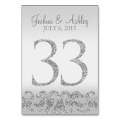 Zilveren Glitter Look Trouwtafel Numbers-33 Kaart (Voorkant)