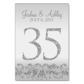Zilveren Glitter Look Trouwtafel Numbers-35 Kaart (Achterkant)