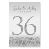Zilveren Glitter Look Trouwtafel Numbers-36 Kaart (Achterkant)