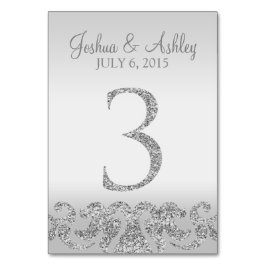 Zilveren Glitter Look Trouwtafel Numbers-3 Kaart