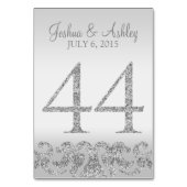 Zilveren Glitter Look Trouwtafel Numbers-44 Kaart (Voorkant)