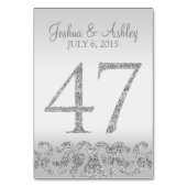 Zilveren Glitter Look Trouwtafel Numbers-47 Kaart (Achterkant)