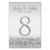 Zilveren Glitter Look Trouwtafel Numbers-8 Kaart (Achterkant)