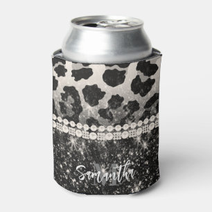Zilveren Glitter Luipaard Print Blikjeskoeler