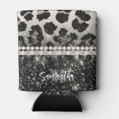 Zilveren Glitter Luipaard Print Blikjeskoeler (Achterkant)