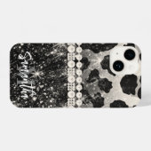 Zilveren Glitter Luipaard Print iPhone Hoesje (Achterkant horizontaal)