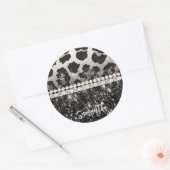 Zilveren Glitter Luipaard Print Ronde Sticker (Envelop)