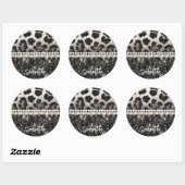 Zilveren Glitter Luipaard Print Ronde Sticker (Vel)