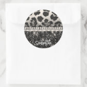 Zilveren Glitter Luipaard Print Ronde Sticker (Tas)