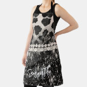 Zilveren Glitter Luipaard Print Schort (Insitu)