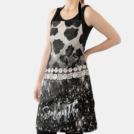 Zilveren Glitter Luipaard Print Schort (Insitu)