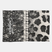 Zilveren Glitter Luipaard Print Theedoek (Horizontaal)