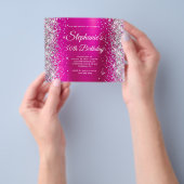 Zilveren Glitter Magenta Folie Monogram 50e Verjaa Flyer (Hand)