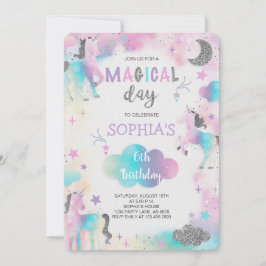 Zilveren Glitter Magische Eenhoorn Verjaardag Kaart