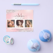 Zilveren Glitter Make-up Artiest Salon Foto Roze Flyer (Enkel)
