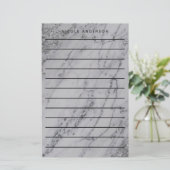 Zilveren Glitter Marmer Glam Moderne Briefpapier (Staand voorkant)