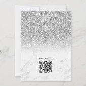 Zilveren Glitter Marmer Glam QR Code Bruidsfeest Kaart (Achterkant)