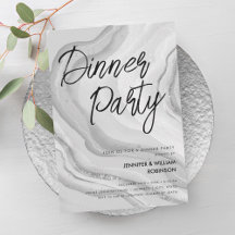 Zilveren Glitter Marmer Script Dinerfeest
