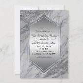 Zilveren Glitter Marmeren Verjaardagsfeest Elk Eve Kaart (Voorkant)