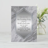 Zilveren Glitter Marmeren Verjaardagsfeest Elk Eve Kaart (Staand voorkant)