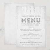 Zilveren Glitter Menu Kaart (Voorkant / Achterkant)