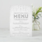 Zilveren Glitter Menu Kaart (Staand voorkant)
