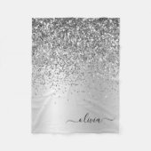 Zilveren Glitter Metaal Monogram Glam Naam Fleece Deken (Voorkant)