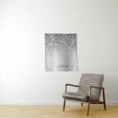 Zilveren Glitter Metaal Monogram Glam Naam Wandkleed (In situ)