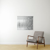 Zilveren Glitter Metaal Monogram Glam Naam Wandkleed (In Situ (horizontaal))
