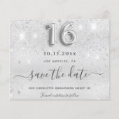 Zilveren glitter metaal save the date voor Sweet 1 (Voorkant)